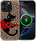 ZHEGAILIAN Magnetic Case for iPhone 15,Compatible with MagSafe Hard Shell + Soft Silicone 2 in 1 Hybrid Shockproof Bumper Drop Protective Case Retro Black Cat Guitar