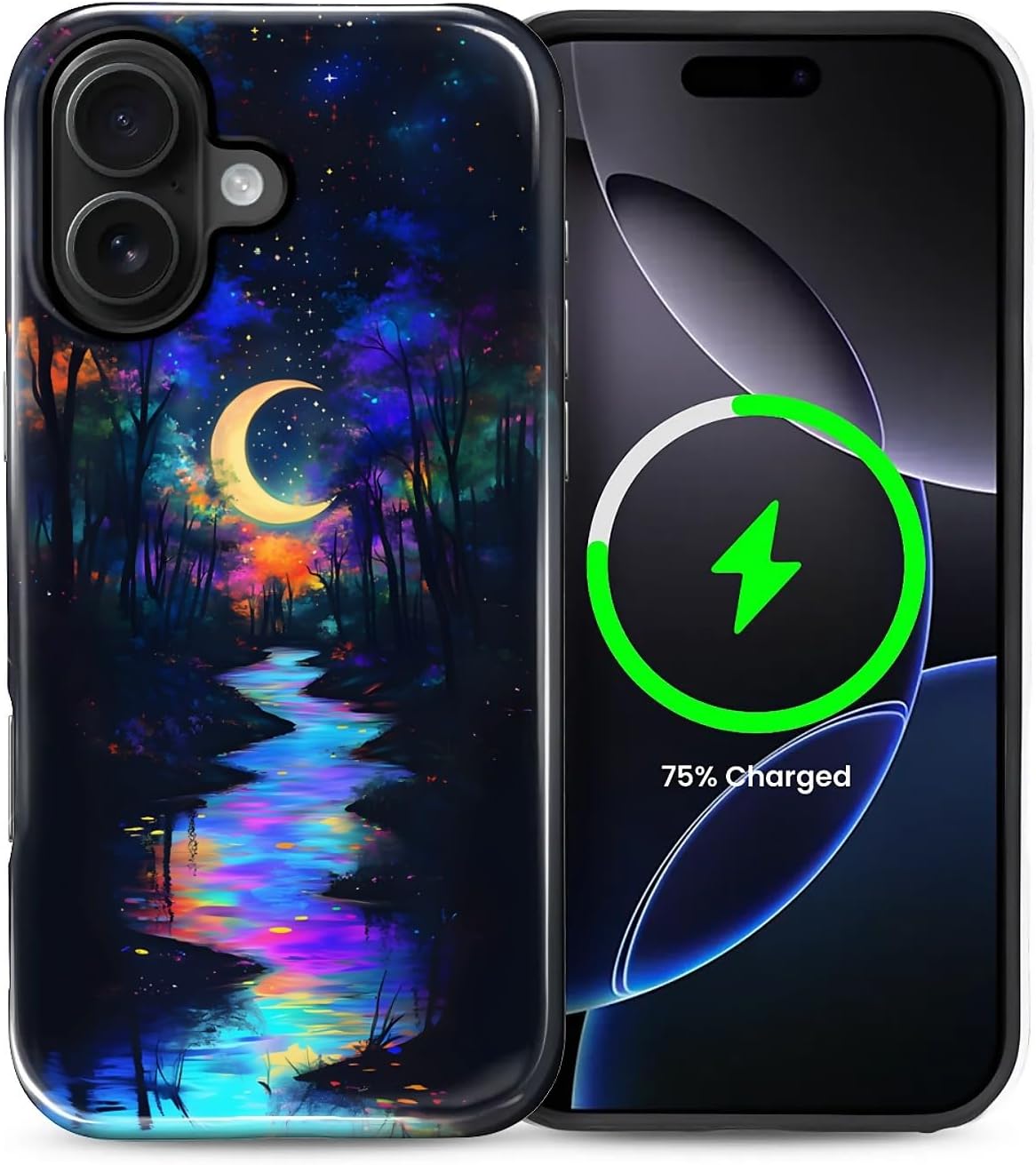 ZHEGAILIAN Magnetic Case for iPhone 15,Compatible with MagSafe Hard Shell + Soft Silicone 2 in 1 Hybrid Shockproof Bumper Drop Protective Case Retro Black Cat Guitar