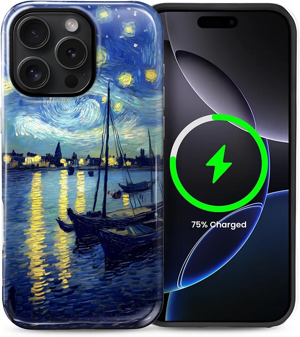 ZHEGAILIAN Magnetic Case for iPhone 15,Compatible with MagSafe Hard Shell + Soft Silicone 2 in 1 Hybrid Shockproof Bumper Drop Protective Case Retro Black Cat Guitar