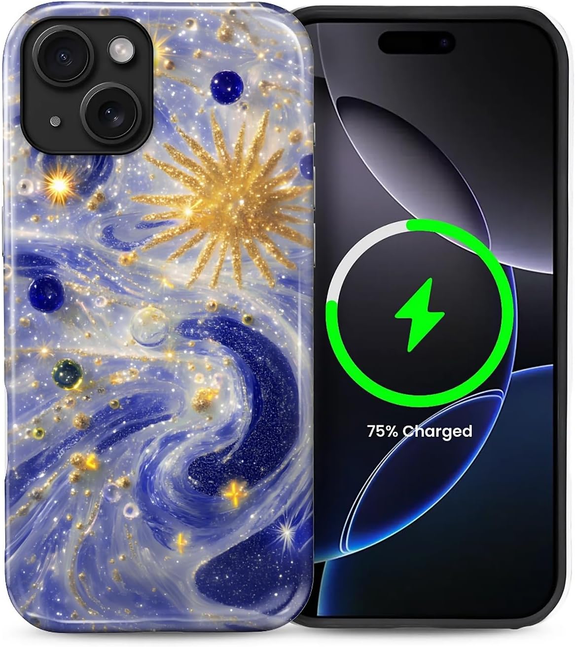 ZHEGAILIAN Magnetic Case for iPhone 15,Compatible with MagSafe Hard Shell + Soft Silicone 2 in 1 Hybrid Shockproof Bumper Drop Protective Case Retro Black Cat Guitar