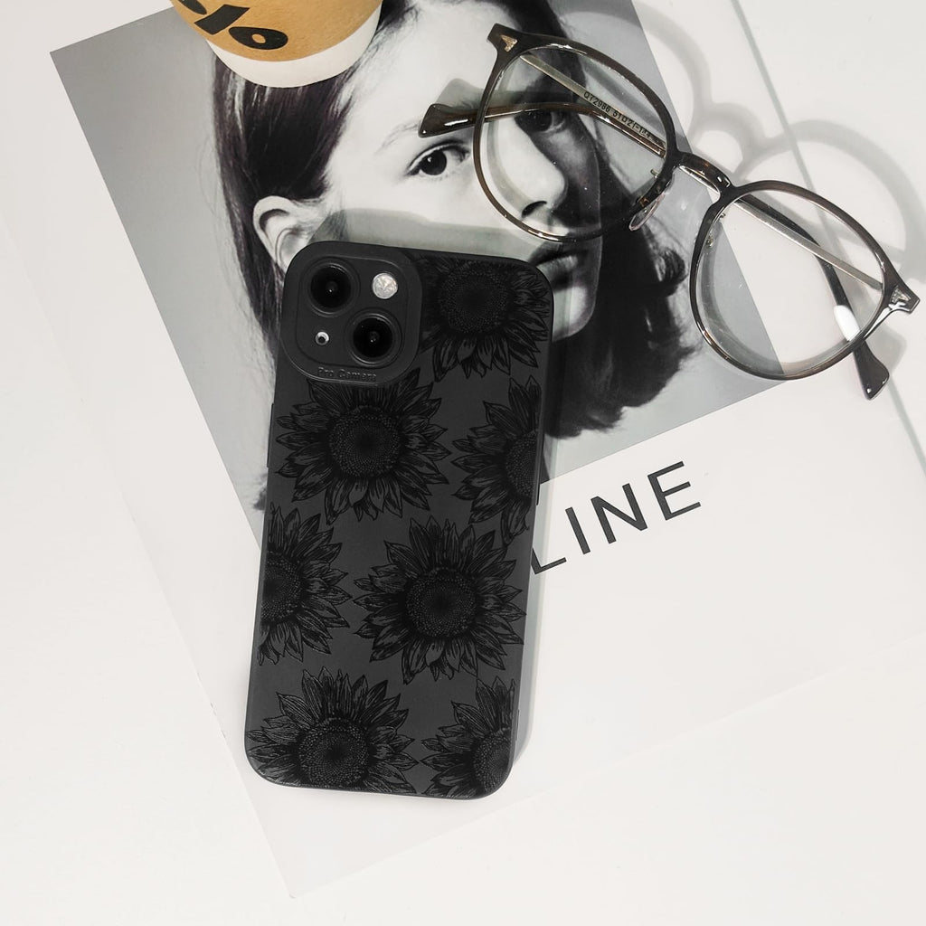Lovmooful Compatible for iPhone 13 Case Cute Cool Star Black Design for Girls Women Soft TPU Shockproof Protective Girly for iPhone 13-Black Star