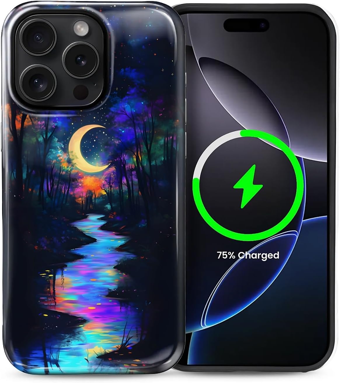 ZHEGAILIAN Magnetic Case for iPhone 15,Compatible with MagSafe Hard Shell + Soft Silicone 2 in 1 Hybrid Shockproof Bumper Drop Protective Case Retro Black Cat Guitar
