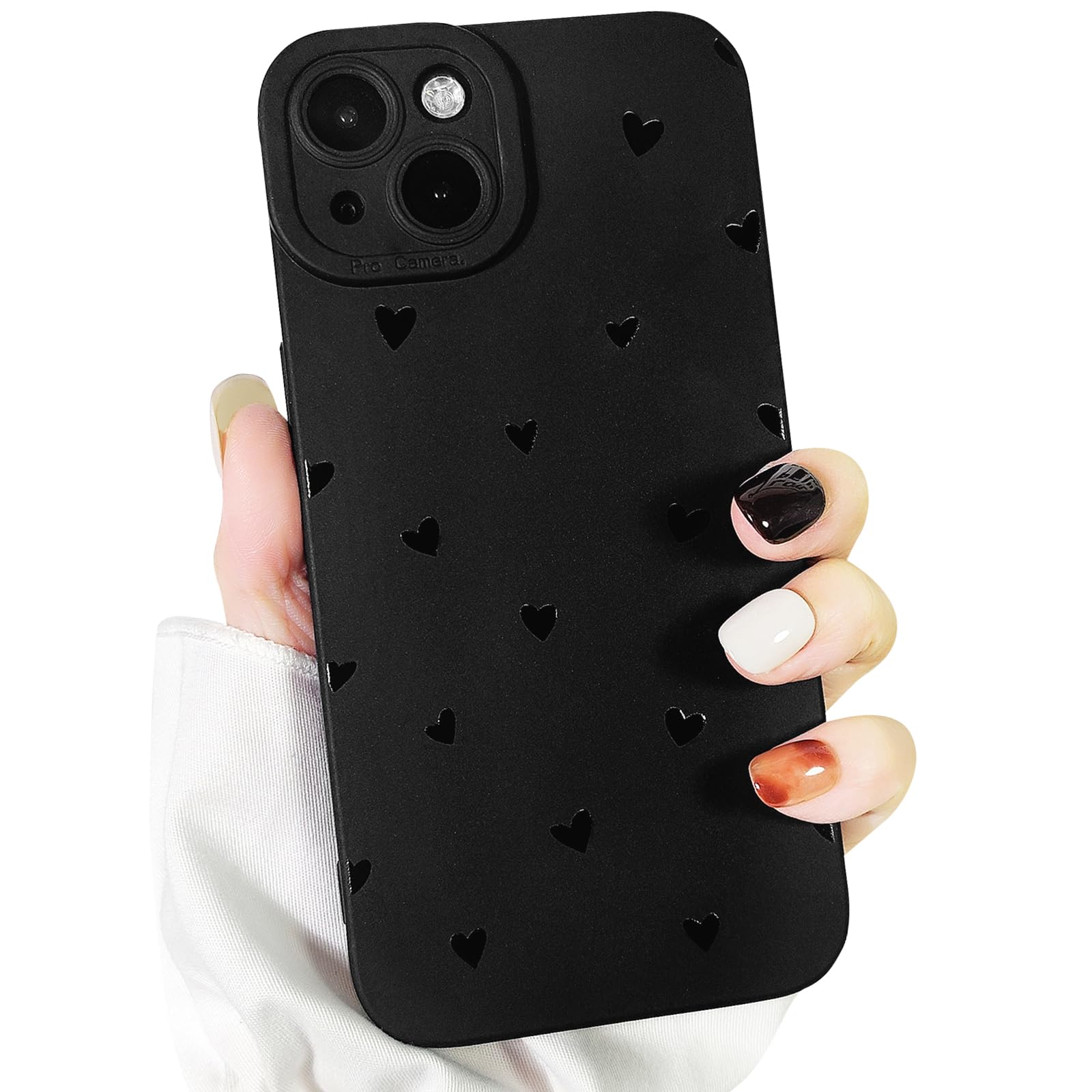 Lovmooful Compatible for iPhone 13 Case Cute Cool Star Black Design for Girls Women Soft TPU Shockproof Protective Girly for iPhone 13-Black Star