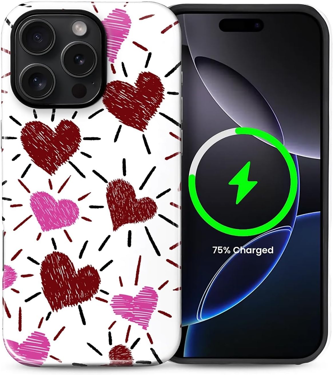ZHEGAILIAN Magnetic Case for iPhone 15,Compatible with MagSafe Hard Shell + Soft Silicone 2 in 1 Hybrid Shockproof Bumper Drop Protective Case Retro Black Cat Guitar
