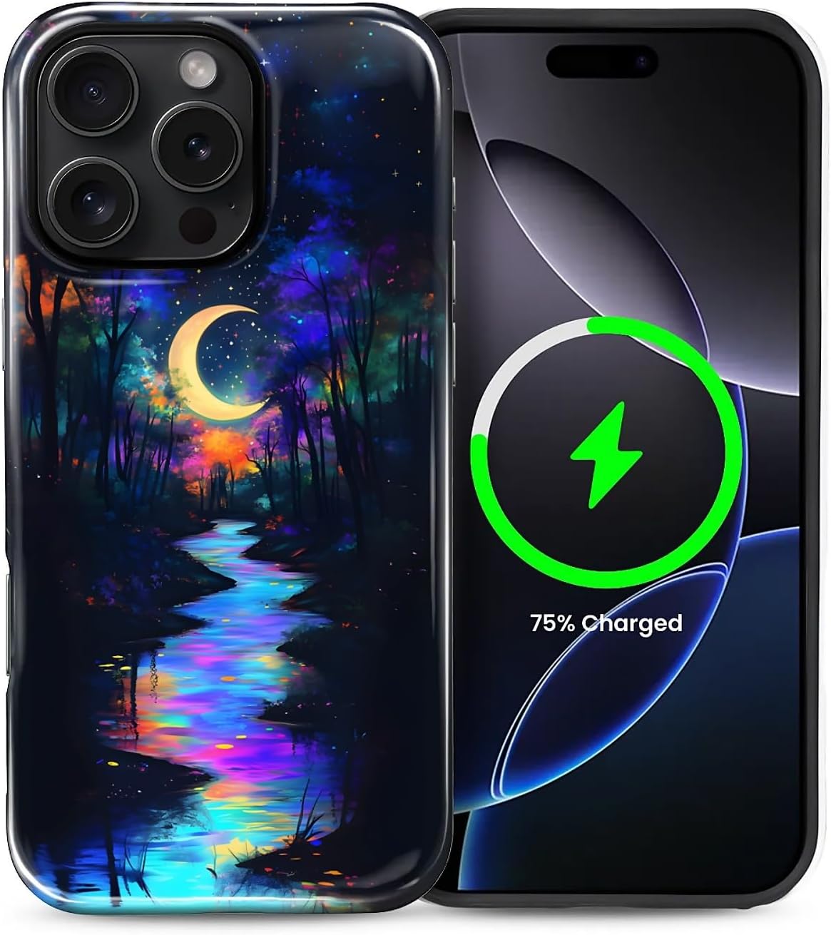 ZHEGAILIAN Magnetic Case for iPhone 15,Compatible with MagSafe Hard Shell + Soft Silicone 2 in 1 Hybrid Shockproof Bumper Drop Protective Case Retro Black Cat Guitar
