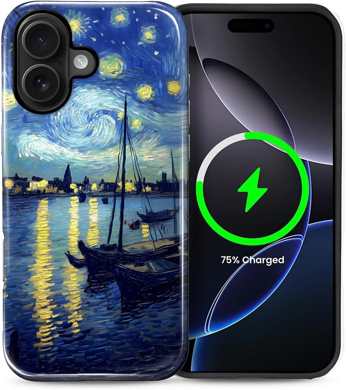 ZHEGAILIAN Magnetic Case for iPhone 15,Compatible with MagSafe Hard Shell + Soft Silicone 2 in 1 Hybrid Shockproof Bumper Drop Protective Case Retro Black Cat Guitar