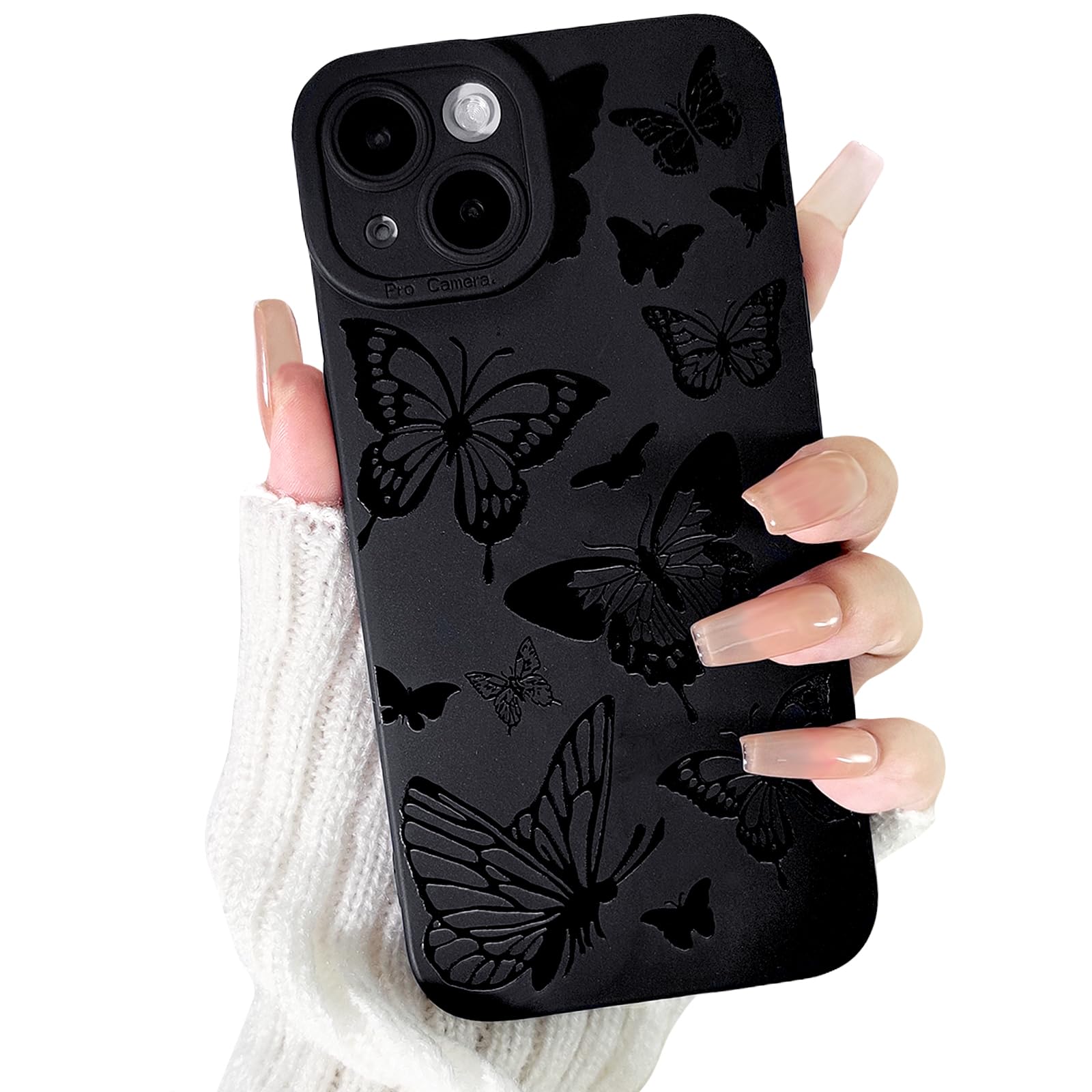 Lovmooful Compatible for iPhone 13 Case Cute Cool Star Black Design for Girls Women Soft TPU Shockproof Protective Girly for iPhone 13-Black Star