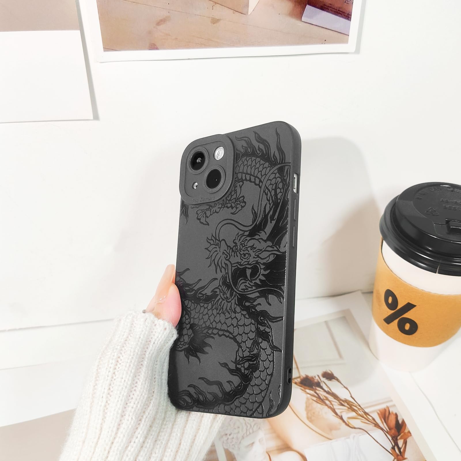 Lovmooful Compatible for iPhone 13 Case Cute Cool Star Black Design for Girls Women Soft TPU Shockproof Protective Girly for iPhone 13-Black Star