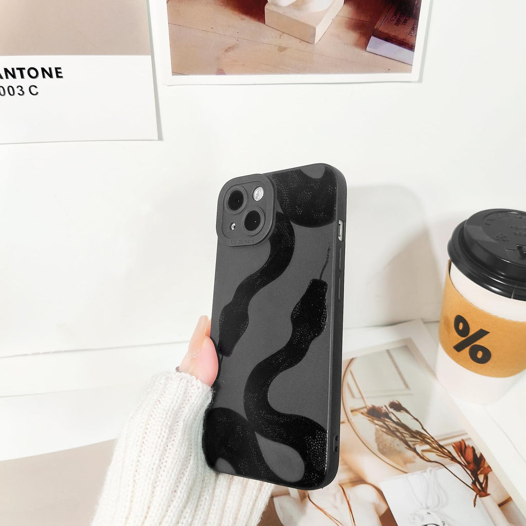 Lovmooful Compatible for iPhone 13 Case Cute Cool Star Black Design for Girls Women Soft TPU Shockproof Protective Girly for iPhone 13-Black Star