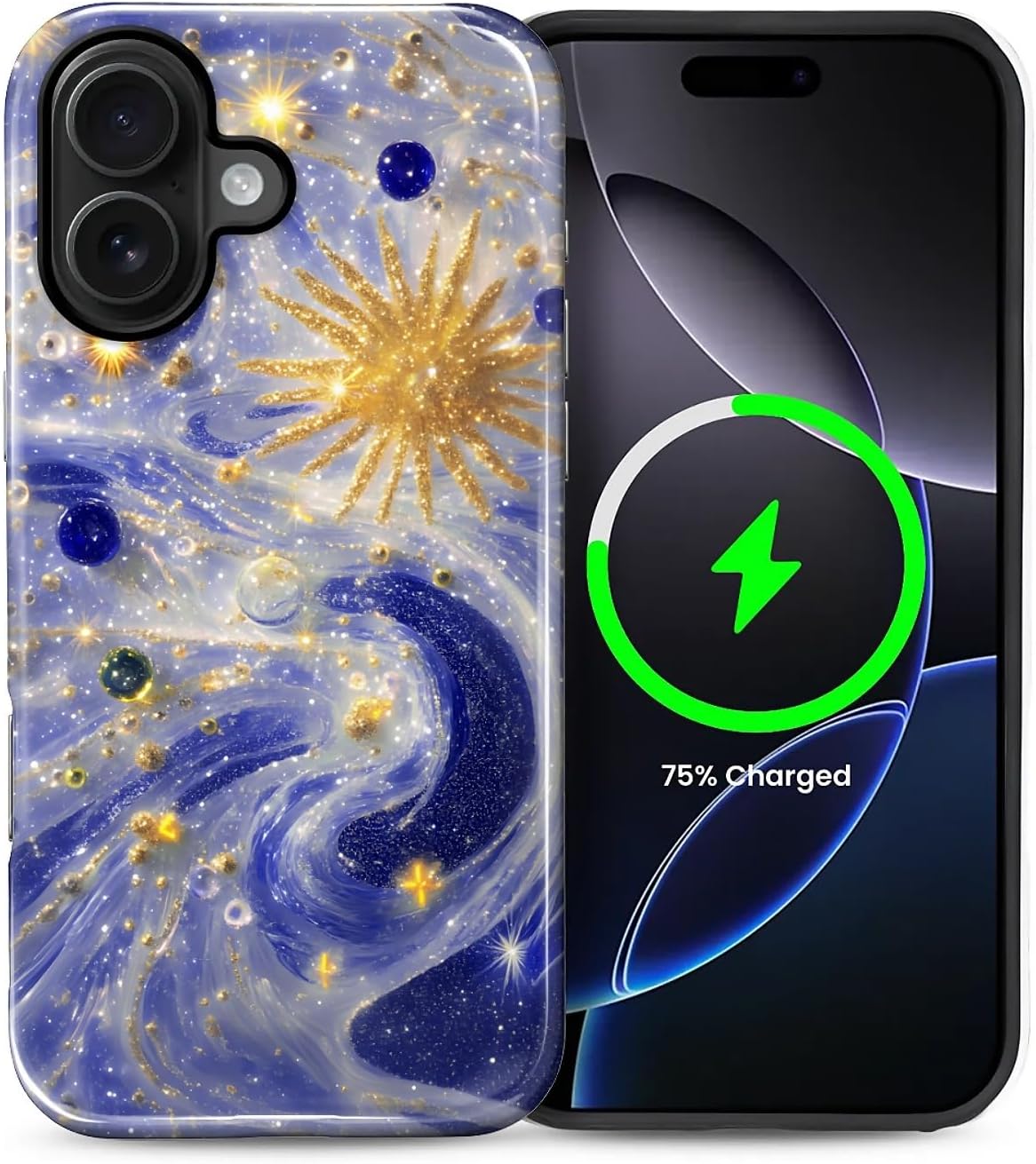 ZHEGAILIAN Magnetic Case for iPhone 15,Compatible with MagSafe Hard Shell + Soft Silicone 2 in 1 Hybrid Shockproof Bumper Drop Protective Case Retro Black Cat Guitar