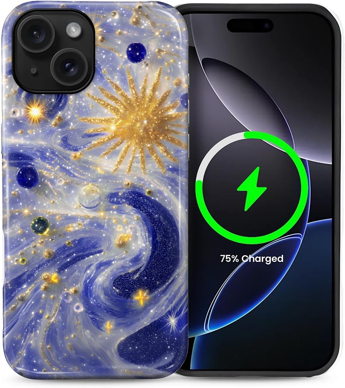 ZHEGAILIAN Magnetic Case for iPhone 15,Compatible with MagSafe Hard Shell + Soft Silicone 2 in 1 Hybrid Shockproof Bumper Drop Protective Case Retro Black Cat Guitar