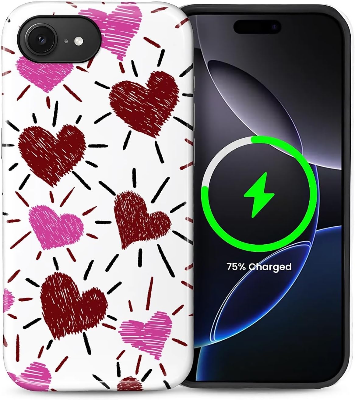 ZHEGAILIAN Magnetic Case for iPhone 15,Compatible with MagSafe Hard Shell + Soft Silicone 2 in 1 Hybrid Shockproof Bumper Drop Protective Case Retro Black Cat Guitar