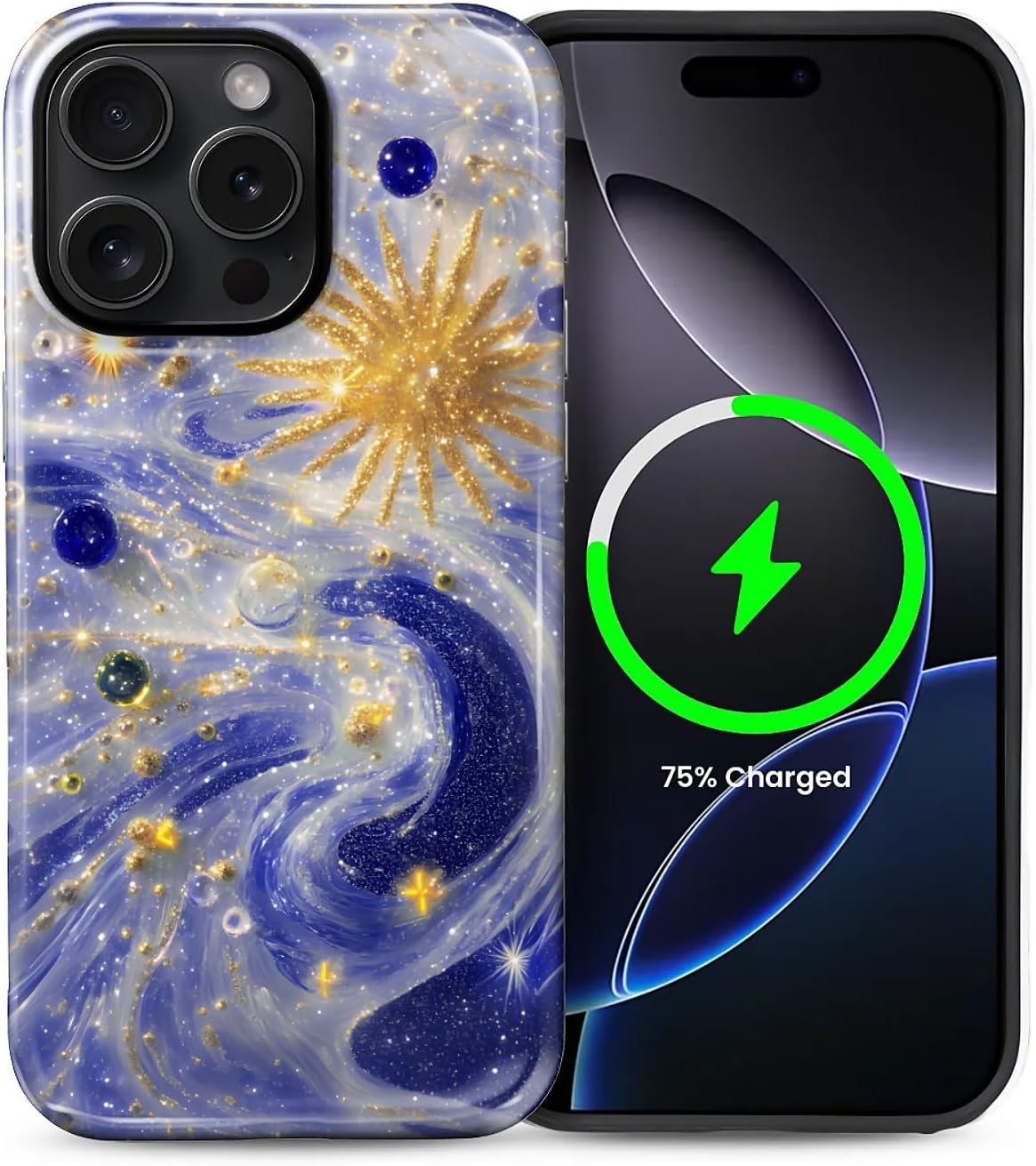 ZHEGAILIAN Magnetic Case for iPhone 15,Compatible with MagSafe Hard Shell + Soft Silicone 2 in 1 Hybrid Shockproof Bumper Drop Protective Case Retro Black Cat Guitar