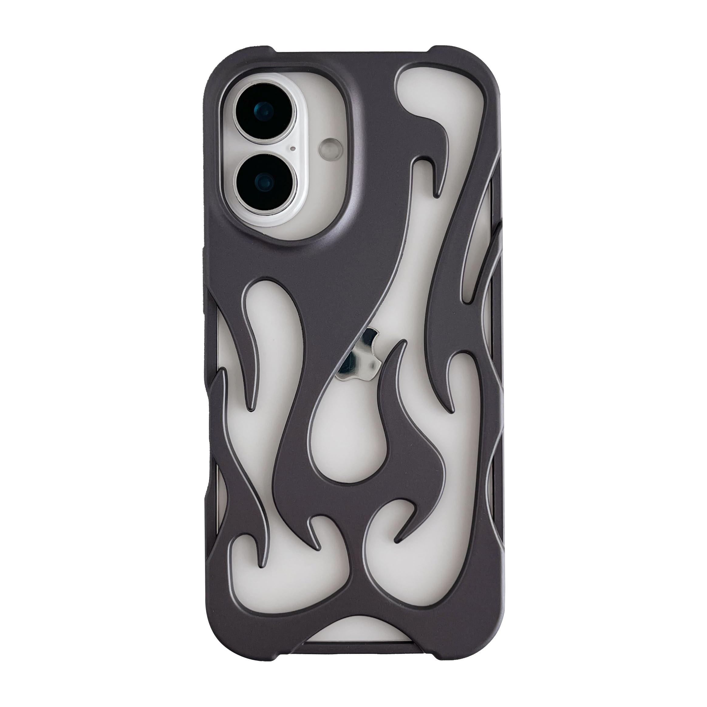 Heat Dissipation for iPhone Case, Solid Color Hollow Flame Matte Soft Phone Case (Silver,for iPhone 16)