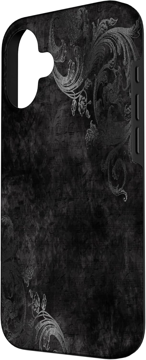 Black Victorian Gothic Damask Alt Goth Emo Grunge Case for iPhone 16