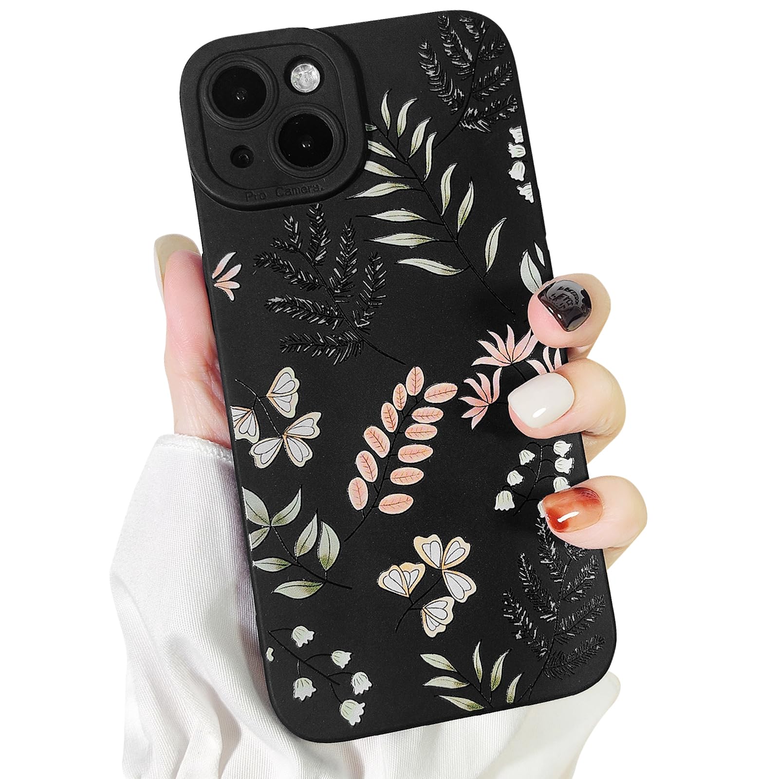 Lovmooful Compatible for iPhone 13 Case Cute Cool Star Black Design for Girls Women Soft TPU Shockproof Protective Girly for iPhone 13-Black Star