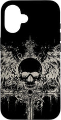 Skull Cross Y2K Goth Alt Grunge Aesthetic Gothic Emo Wings Case for iPhone 16