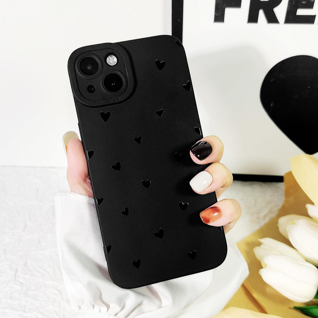 Lovmooful Compatible for iPhone 13 Case Cute Cool Star Black Design for Girls Women Soft TPU Shockproof Protective Girly for iPhone 13-Black Star