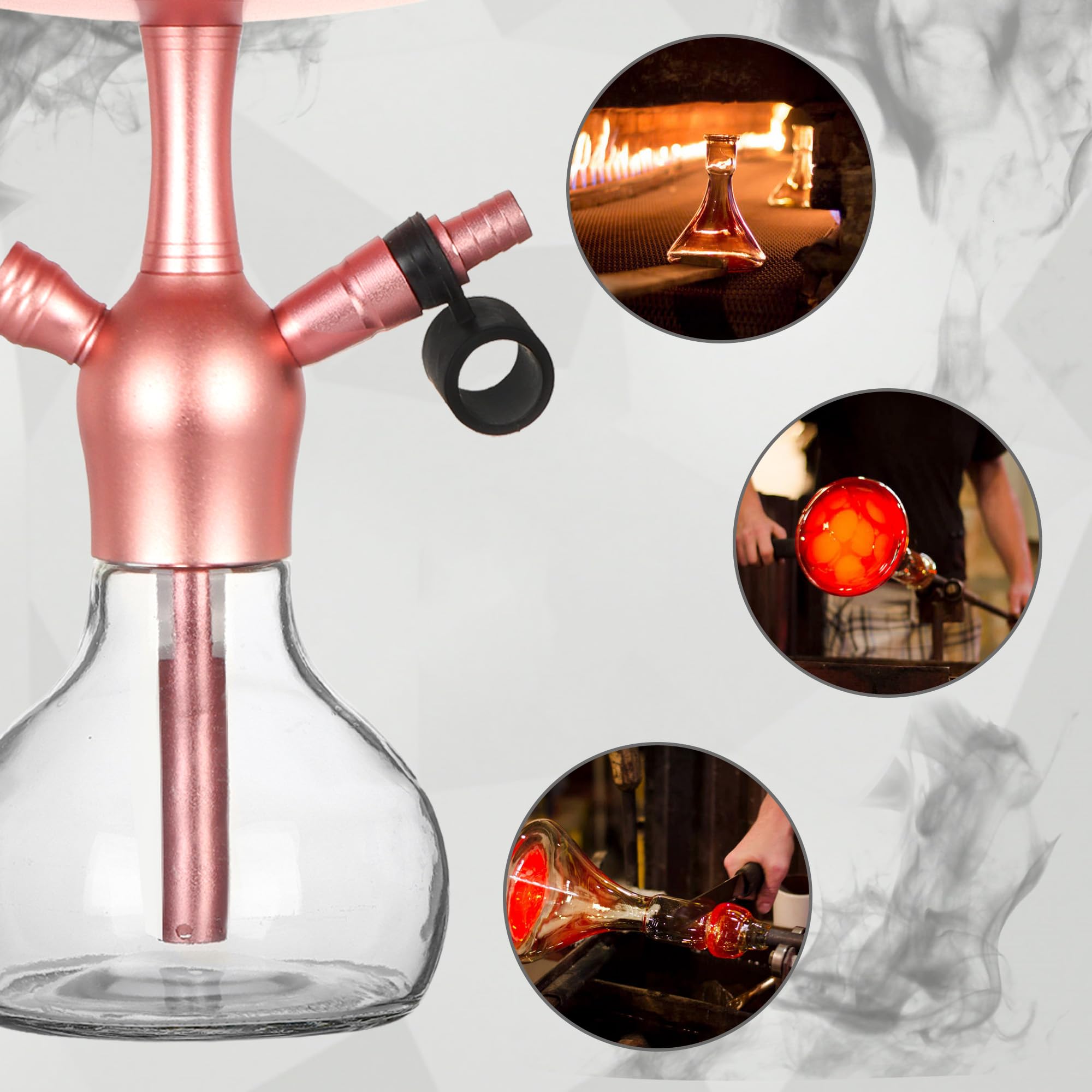 2-Hose Small Green Glass Hookah Set - Portable Water Shisha Pipe