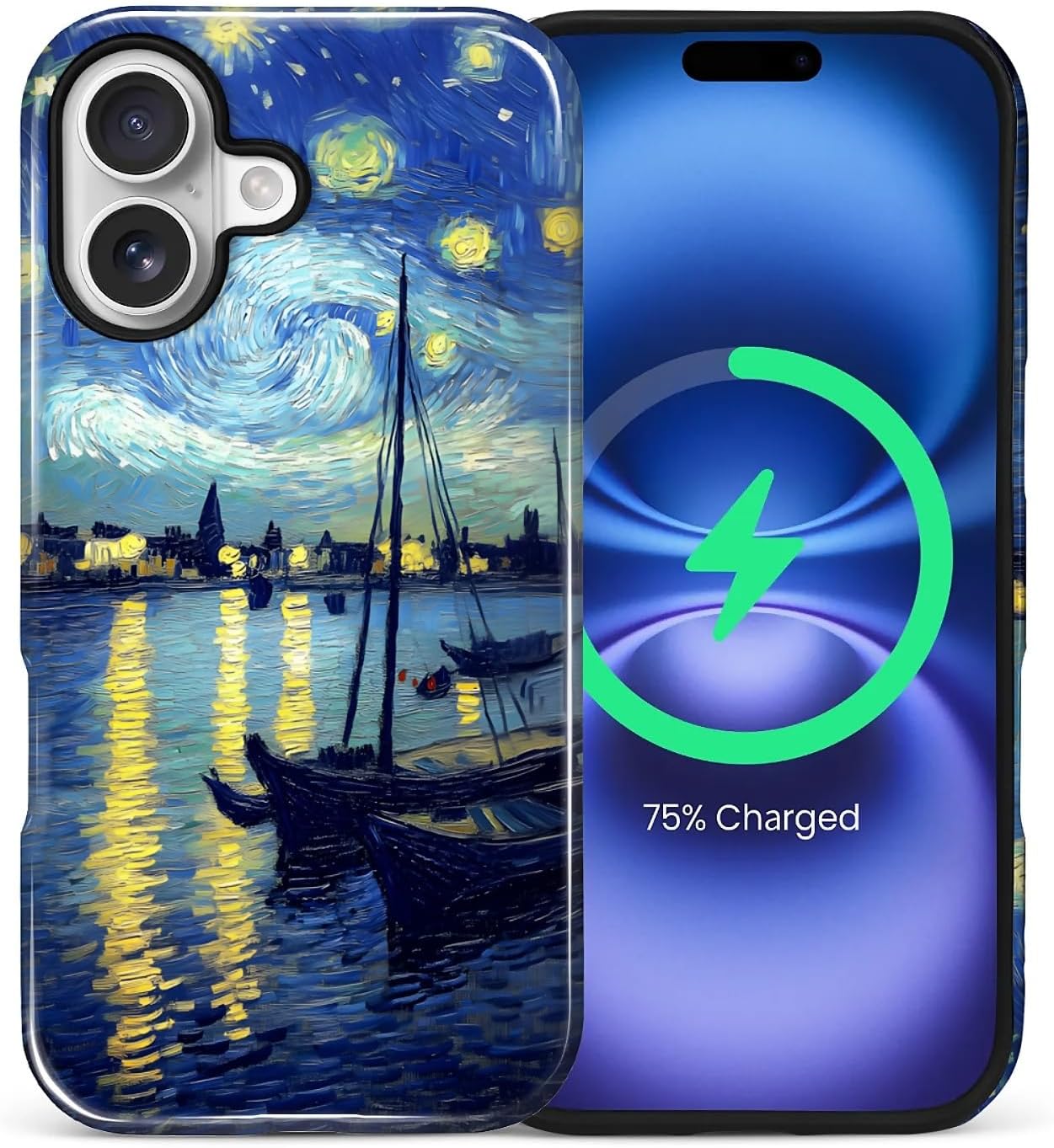 ZHEGAILIAN Magnetic Case for iPhone 15,Compatible with MagSafe Hard Shell + Soft Silicone 2 in 1 Hybrid Shockproof Bumper Drop Protective Case Retro Black Cat Guitar