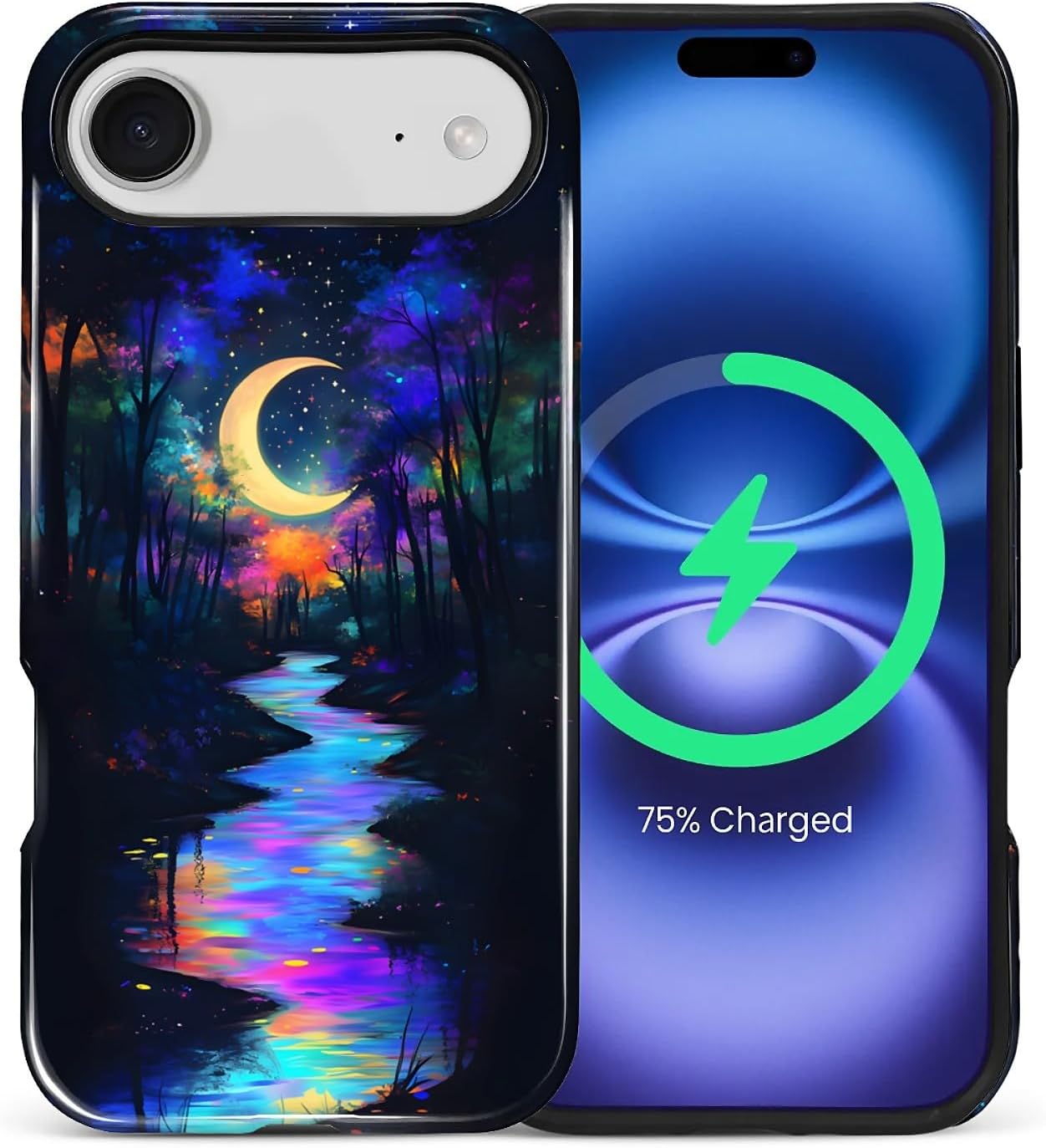 ZHEGAILIAN Magnetic Case for iPhone 15,Compatible with MagSafe Hard Shell + Soft Silicone 2 in 1 Hybrid Shockproof Bumper Drop Protective Case Retro Black Cat Guitar