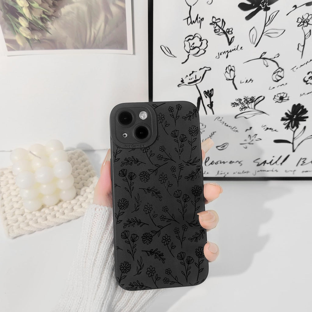 Lovmooful Compatible for iPhone 13 Case Cute Cool Star Black Design for Girls Women Soft TPU Shockproof Protective Girly for iPhone 13-Black Star