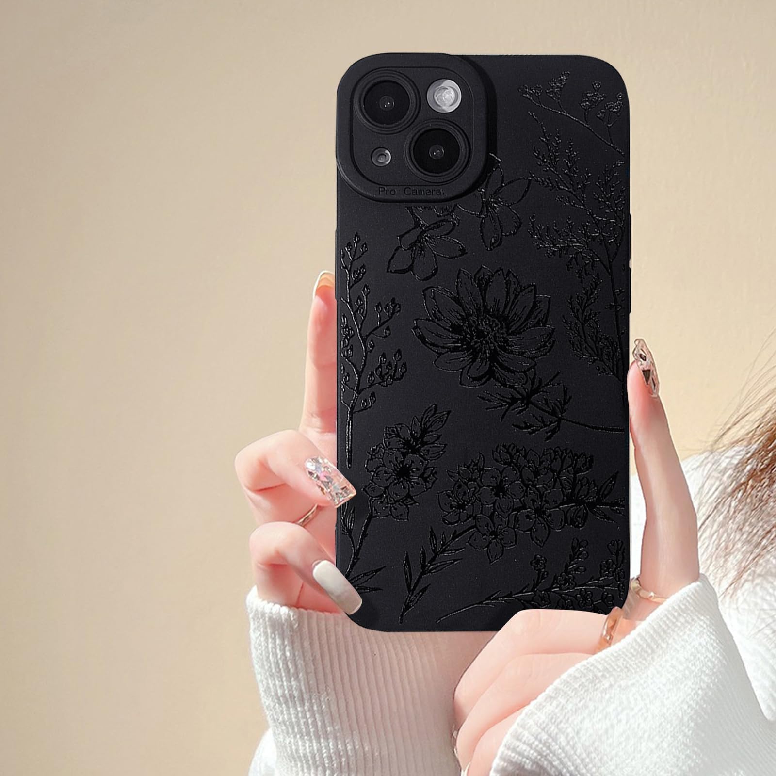 Lovmooful Compatible for iPhone 13 Case Cute Cool Star Black Design for Girls Women Soft TPU Shockproof Protective Girly for iPhone 13-Black Star