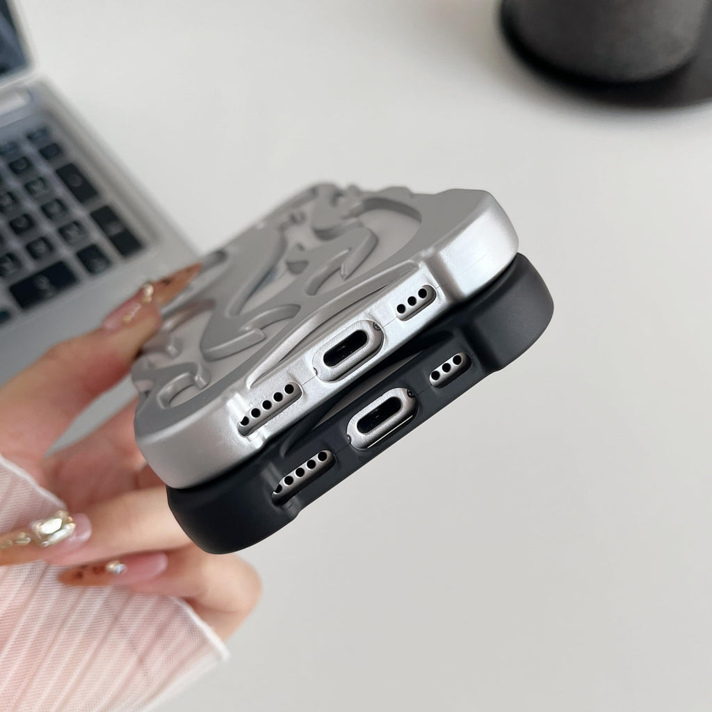 Heat Dissipation for iPhone Case, Solid Color Hollow Flame Matte Soft Phone Case (Silver,for iPhone 16)
