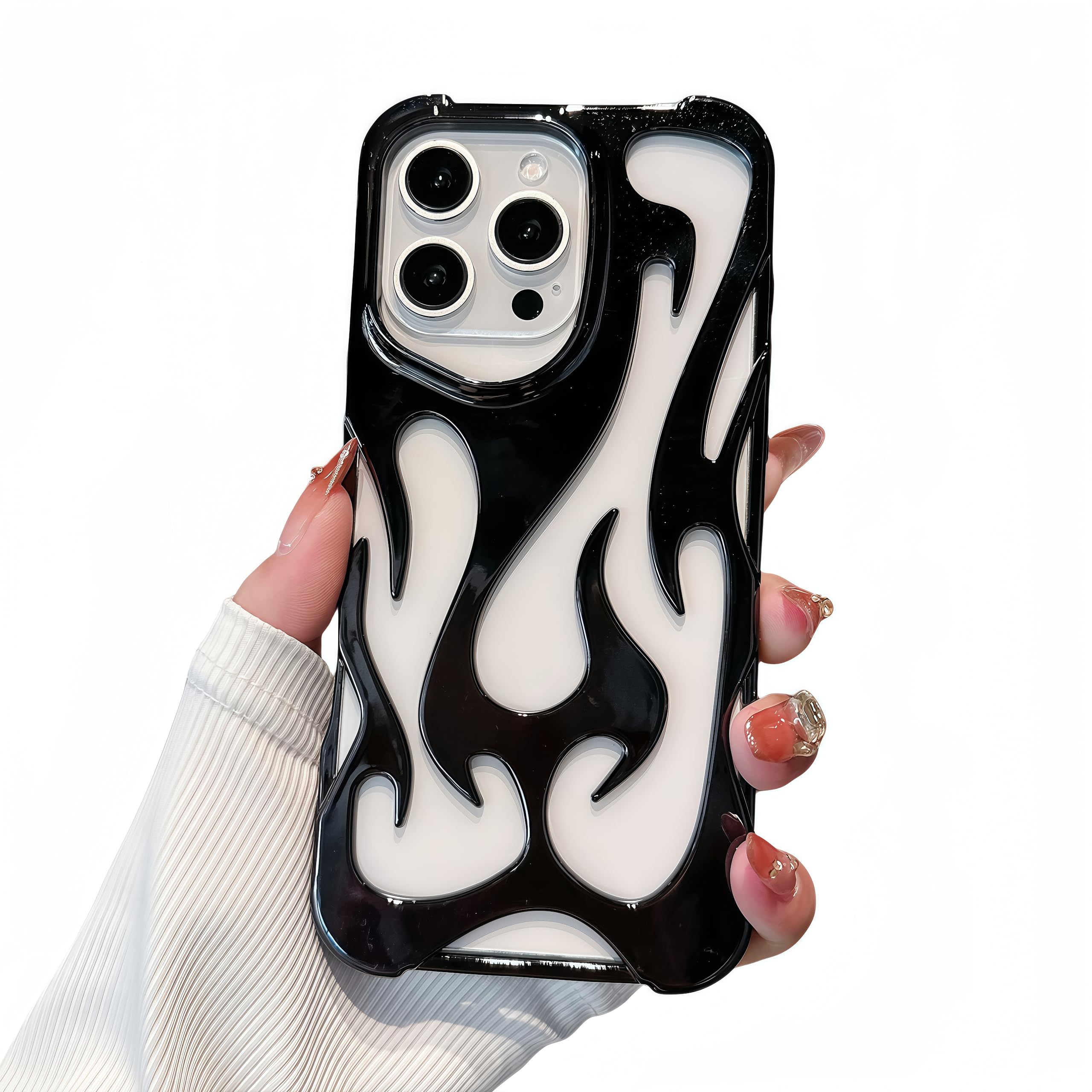 Gothic 3D Hollow Horror Devil Pattern Case for iPhone 16 Pro Max, [Luxury Chrome Color Plating] [Heat Dissipantion Thermal Design] Shockproof Bumper for Halloween- Silver