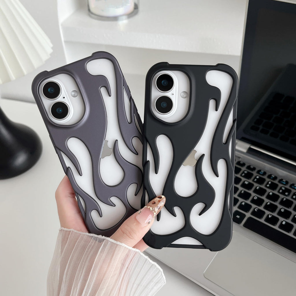 Heat Dissipation for iPhone Case, Solid Color Hollow Flame Matte Soft Phone Case (Silver,for iPhone 16)