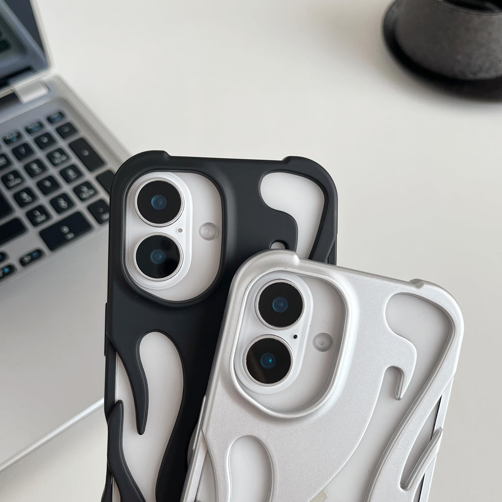 Heat Dissipation for iPhone Case, Solid Color Hollow Flame Matte Soft Phone Case (Silver,for iPhone 16)