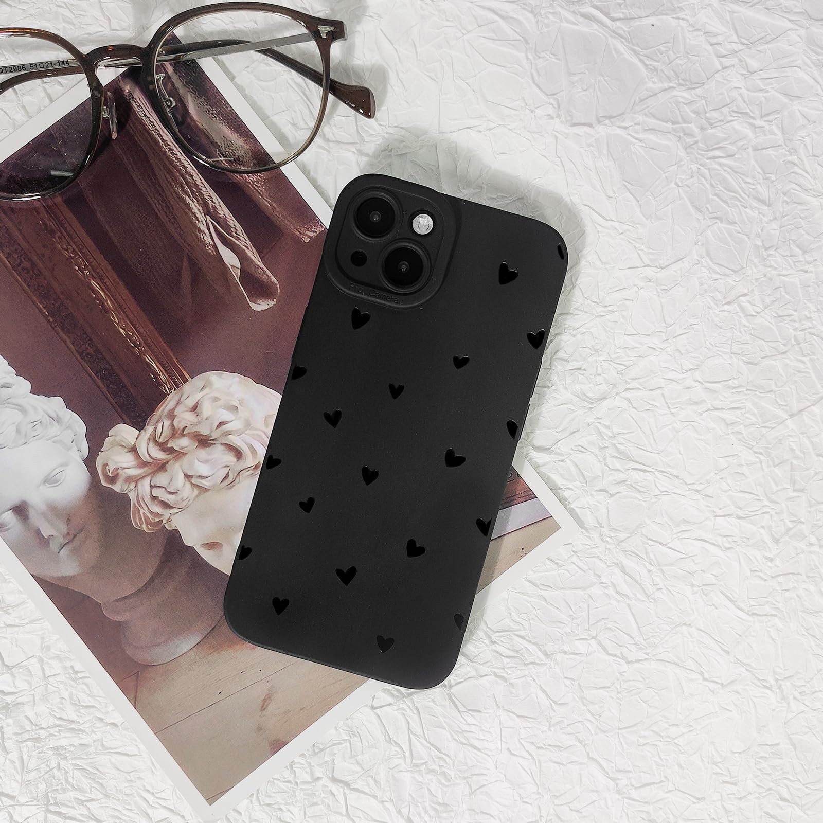Lovmooful Compatible for iPhone 13 Case Cute Cool Star Black Design for Girls Women Soft TPU Shockproof Protective Girly for iPhone 13-Black Star