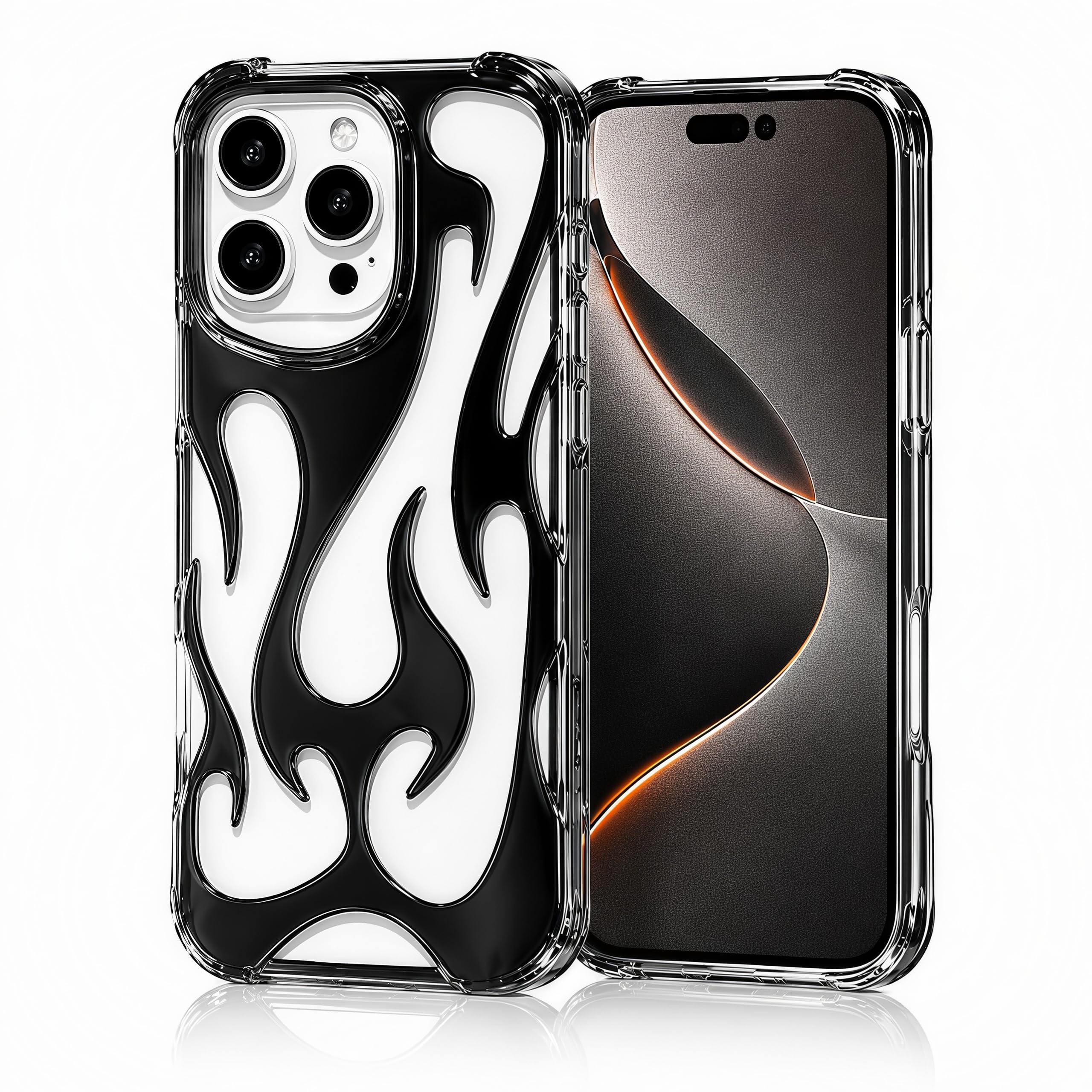Gothic 3D Hollow Horror Devil Pattern Case for iPhone 16 Pro Max, [Luxury Chrome Color Plating] [Heat Dissipantion Thermal Design] Shockproof Bumper for Halloween- Silver