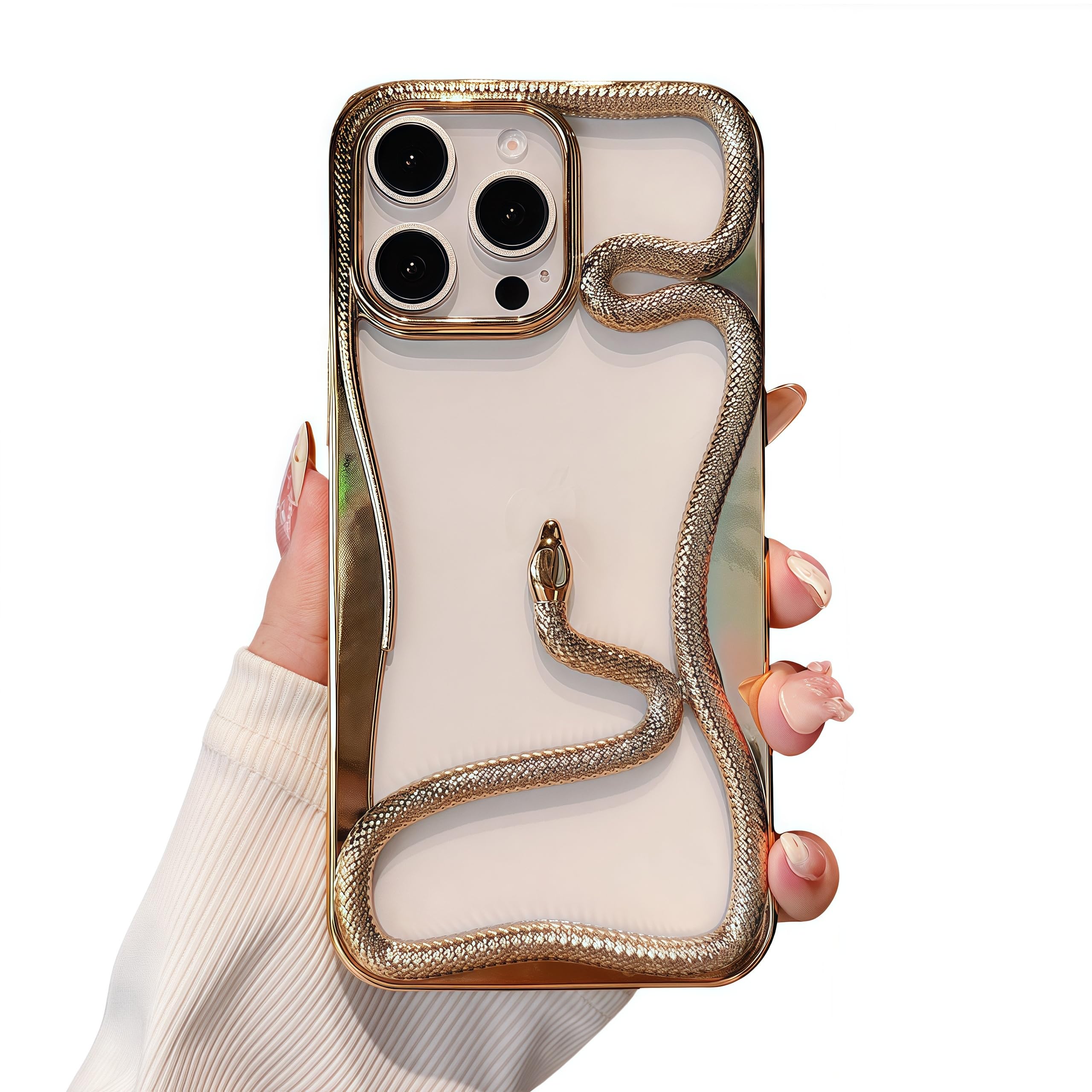 Gothic 3D Hollow Horror Devil Pattern Case for iPhone 16 Pro Max, [Luxury Chrome Color Plating] [Heat Dissipantion Thermal Design] Shockproof Bumper for Halloween- Silver