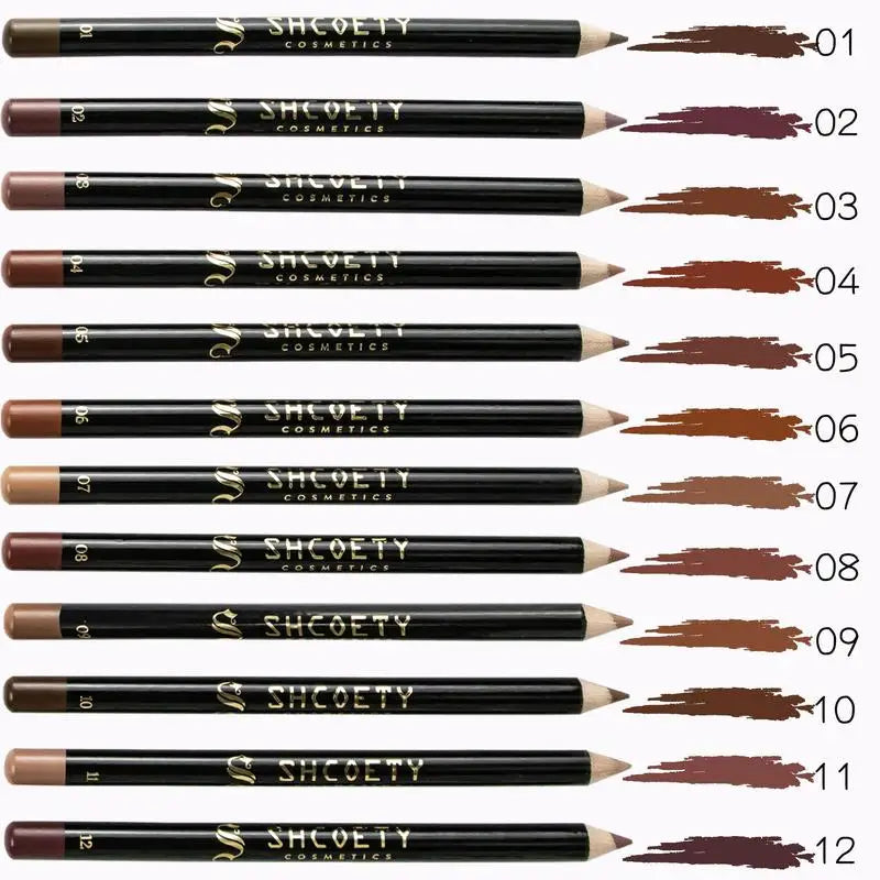 12pcs Lip Liner Pen 12 Colors Professional Lip Liner Pencil and Matte Lip Non-stick Cup Nude Lipstick Pencil SET