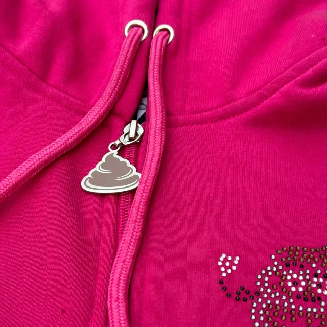 100% Cotton Men's Streetwear Zip-Up Hoodie Custom Black Rhinestone Embroidered Regular Fit Heavy Style Fleece Pocket