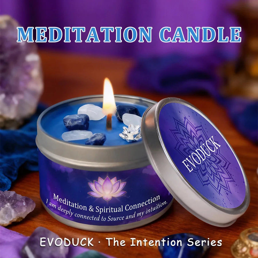 Frankincense Sandalwood Crystal Scented Candle Meditation Spiritual Connection Aromatherapy Candle Yoga Room Decor Gift 3oz Tin