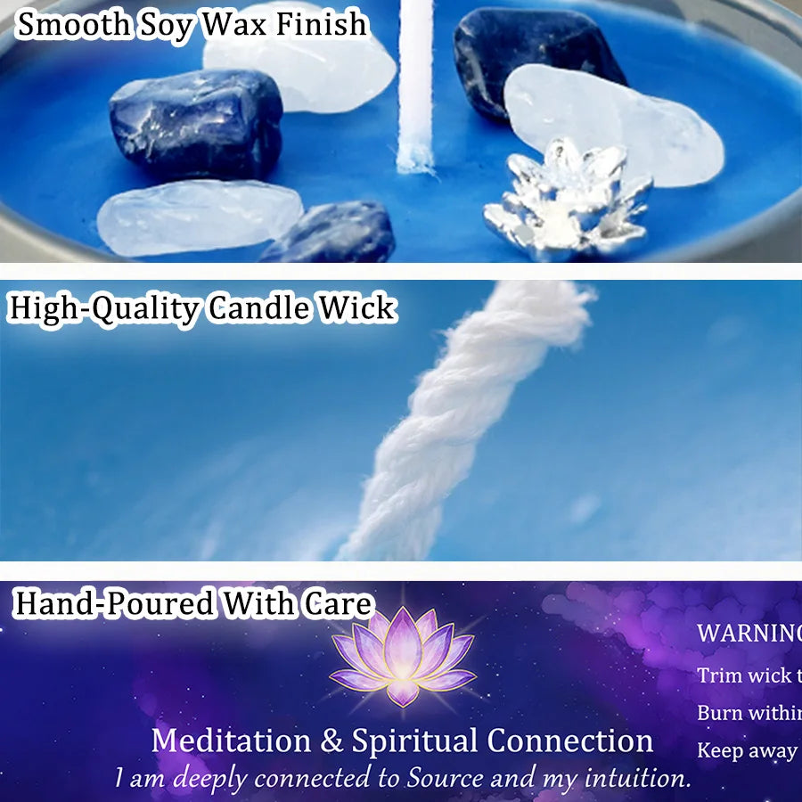 Frankincense Sandalwood Crystal Scented Candle Meditation Spiritual Connection Aromatherapy Candle Yoga Room Decor Gift 3oz Tin