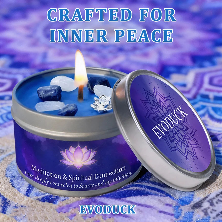 Frankincense Sandalwood Crystal Scented Candle Meditation Spiritual Connection Aromatherapy Candle Yoga Room Decor Gift 3oz Tin