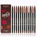 12pcs Lip Liner Pen 12 Colors Professional Lip Liner Pencil and Matte Lip Non-stick Cup Nude Lipstick Pencil SET