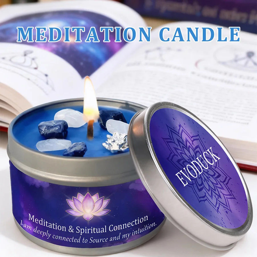Frankincense Sandalwood Crystal Scented Candle Meditation Spiritual Connection Aromatherapy Candle Yoga Room Decor Gift 3oz Tin