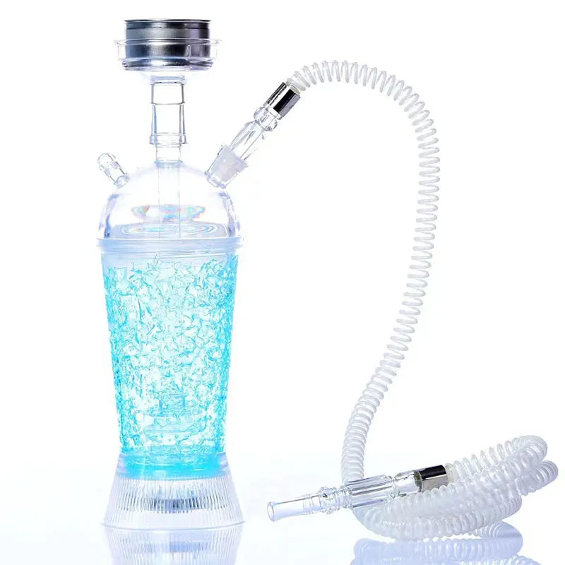 11.8" Hookah Set 2-Cracked Cup Hookah -Finished Acrylic Hookah with Pink LED Light-Shisha-Big Cloud,Pulls Beautiful