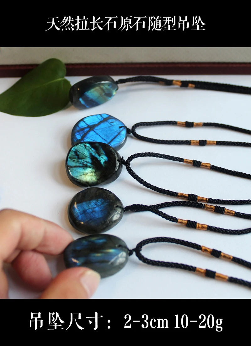 Natural Labradorite Moonstone Pendant Necklace Charms Crystal Necklace for Women Men Energy Stone Necklace Spiritual Jewelry