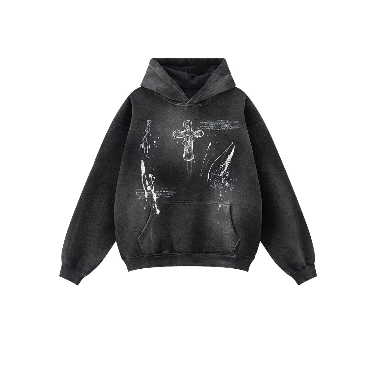 Graffiti Hand-painted Full-print Fleece Hooded Zipper Sweatshirt CYH-2670402