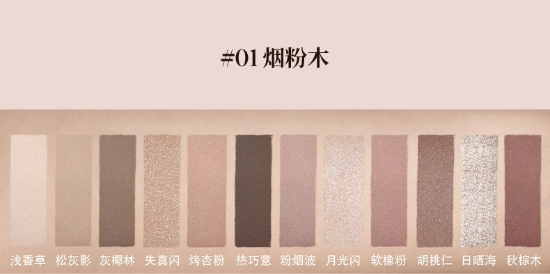 JOOCYEE 12 Shades Eyeshadow Palette Long-lasting Pearlized Gel Smooth High color Soft Matte Texture Eye Makeup Cosmetics