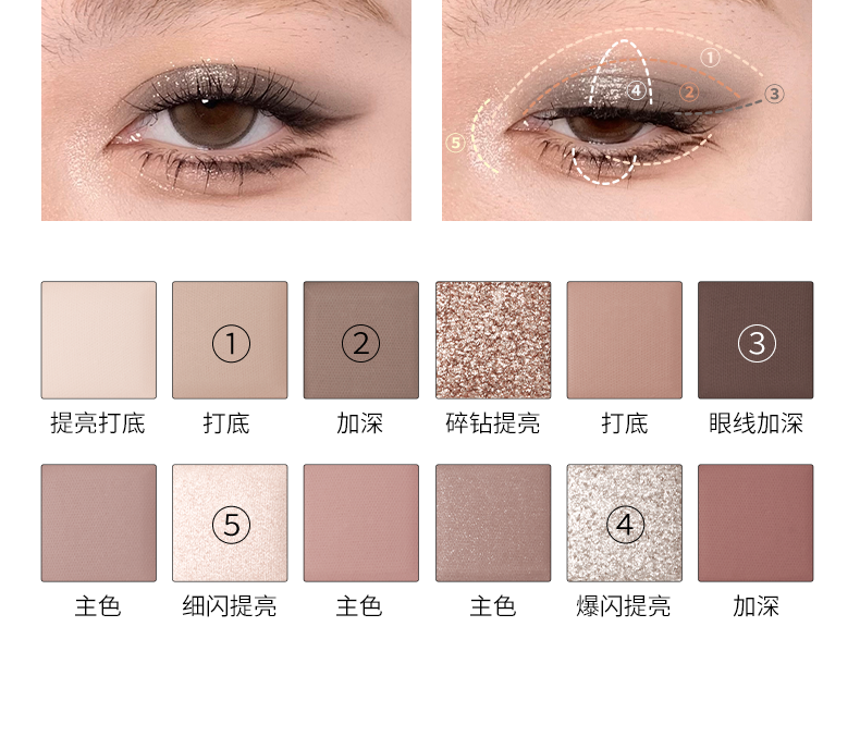 JOOCYEE 12 Shades Eyeshadow Palette Long-lasting Pearlized Gel Smooth High color Soft Matte Texture Eye Makeup Cosmetics
