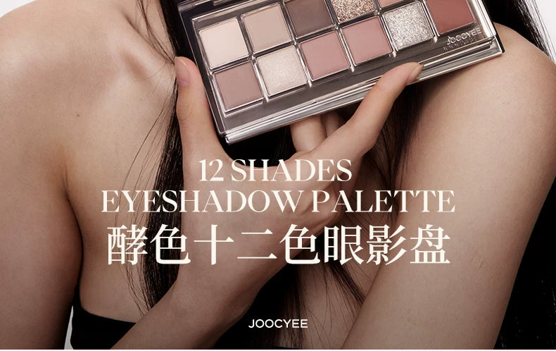 JOOCYEE 12 Shades Eyeshadow Palette Long-lasting Pearlized Gel Smooth High color Soft Matte Texture Eye Makeup Cosmetics