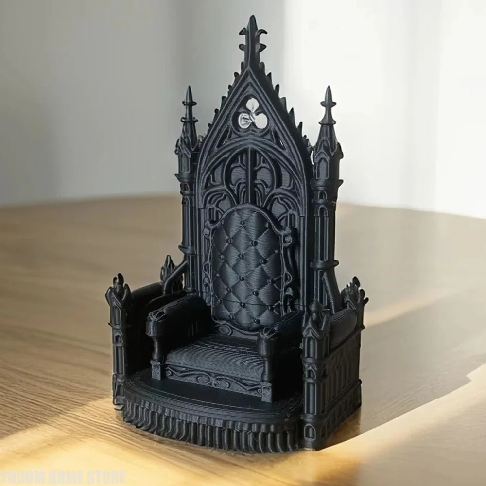 3d Printed Gothic Style Throne Exquisite Patterns Cool Look for 1/12 1/14 Doll Figure Home Decor Desk Decoration