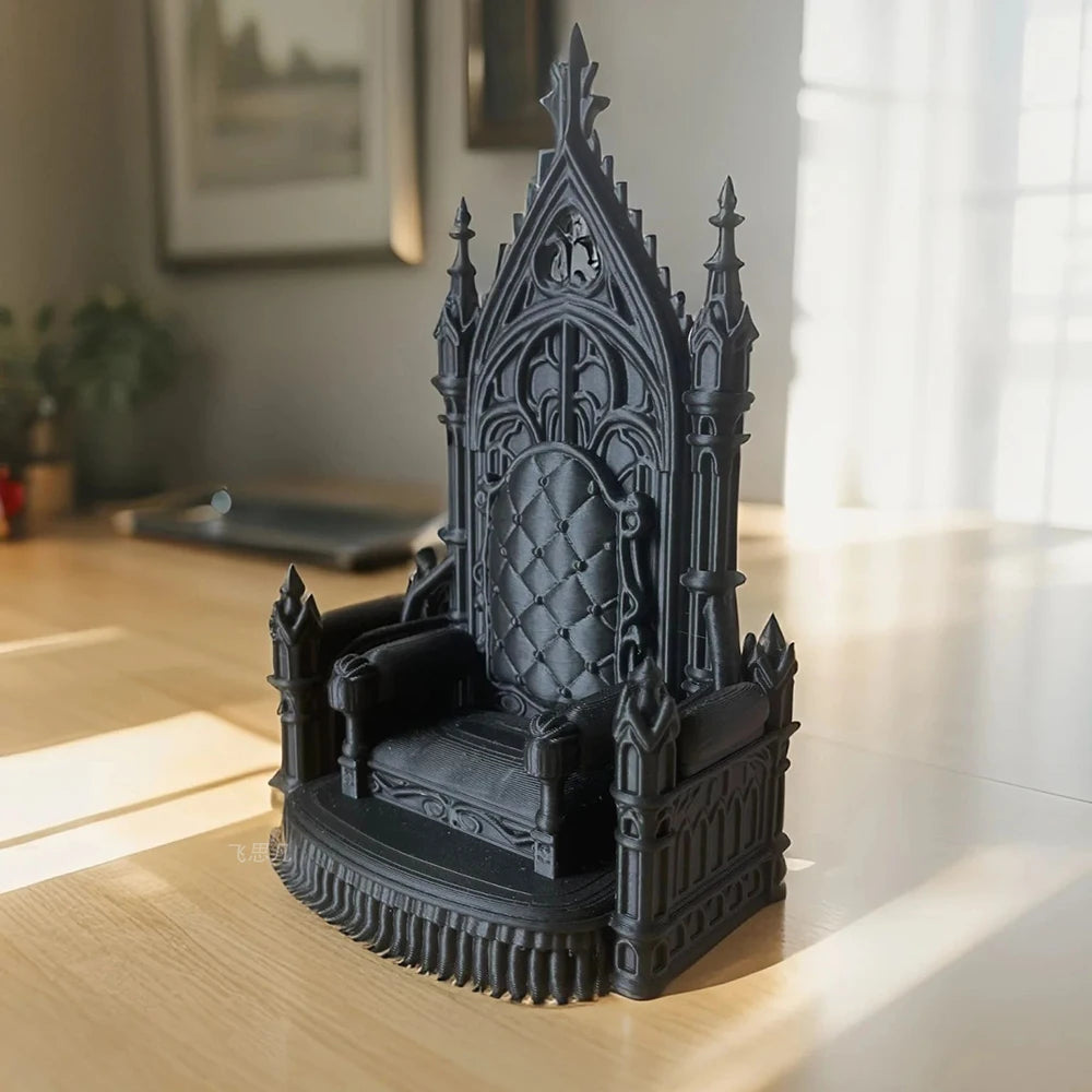 3d Printed Gothic Style Throne Exquisite Patterns Cool Look for 1/12 1/14 Doll Figure Home Decor Desk Decoration