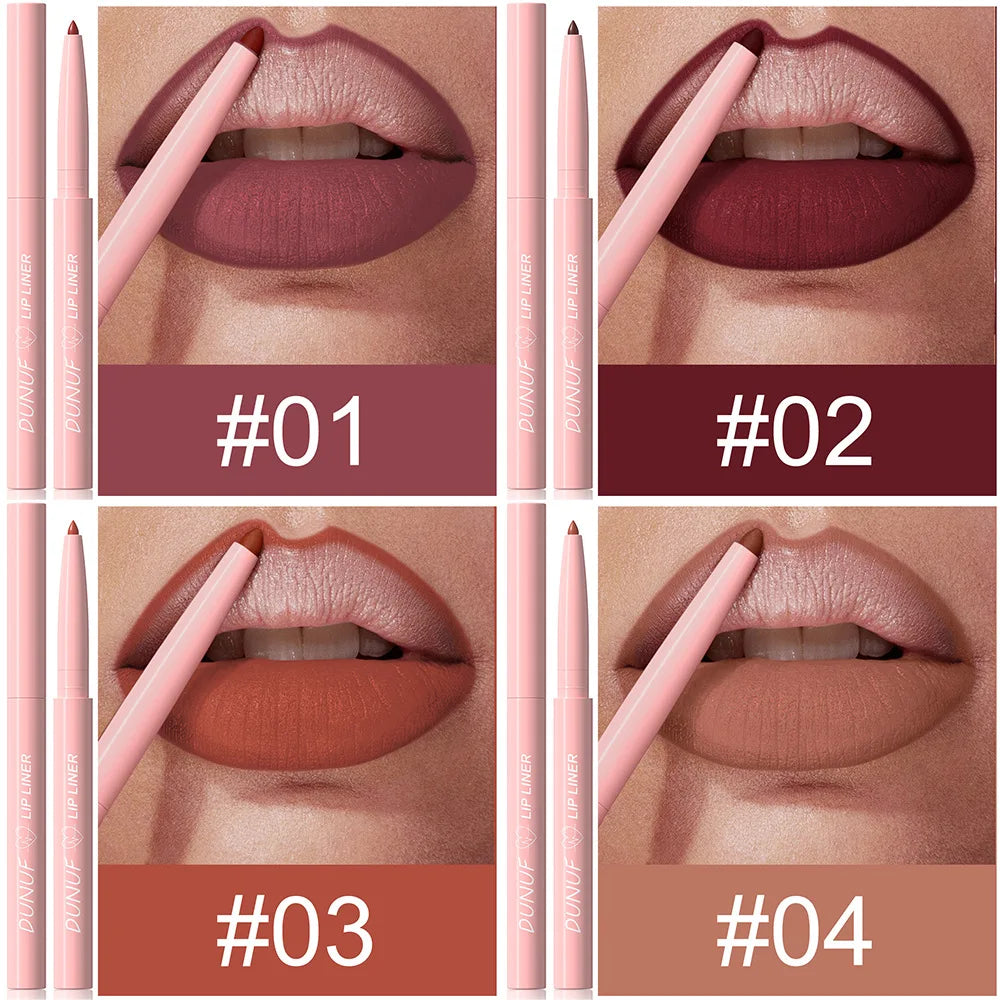 Matte Lip Liner Pencil Set 12 Colors Lip Contour Lipstick Waterproof Non-transfer Highly Pigmented Nude-pink Daily&Party Makeup